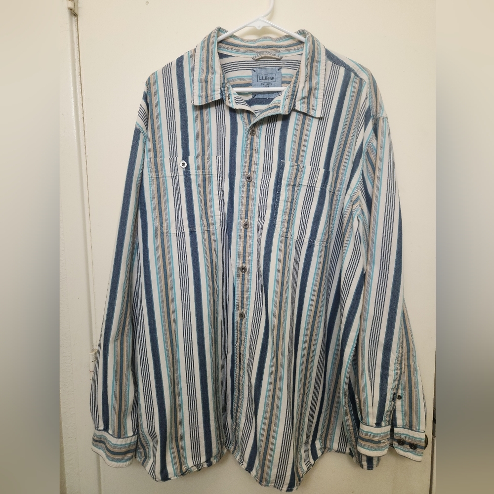 Vintage L.L Bean Mens Stripe Button Down Shirt (XXL)